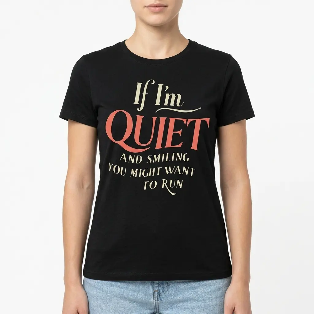 Folded black T-shirt featuring sarcastic message.