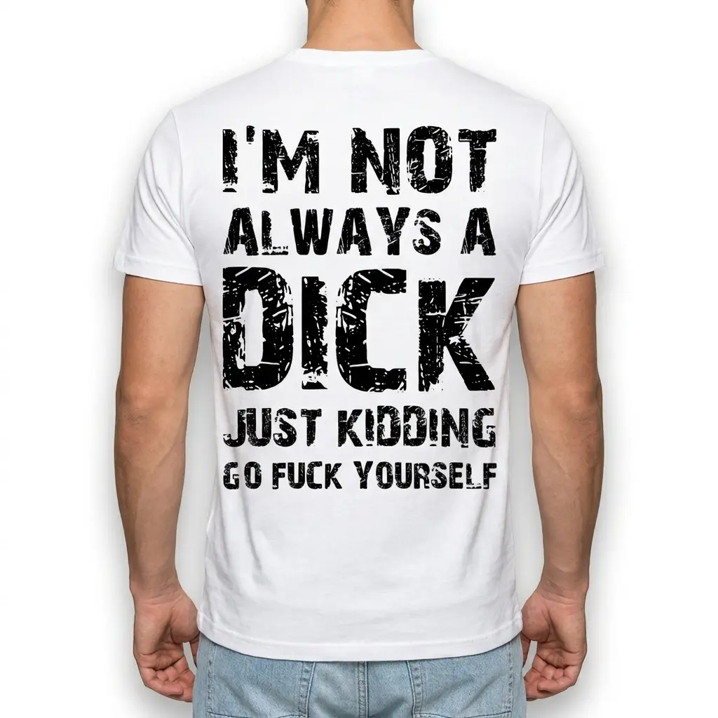 Overhead view of the t-shirt, emphasizing its white fabric and black print.