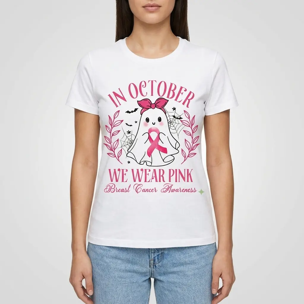In October We Wear Pink Ghost T-Shirt 4 in october we wear pink ghost t shirt 3.jpg