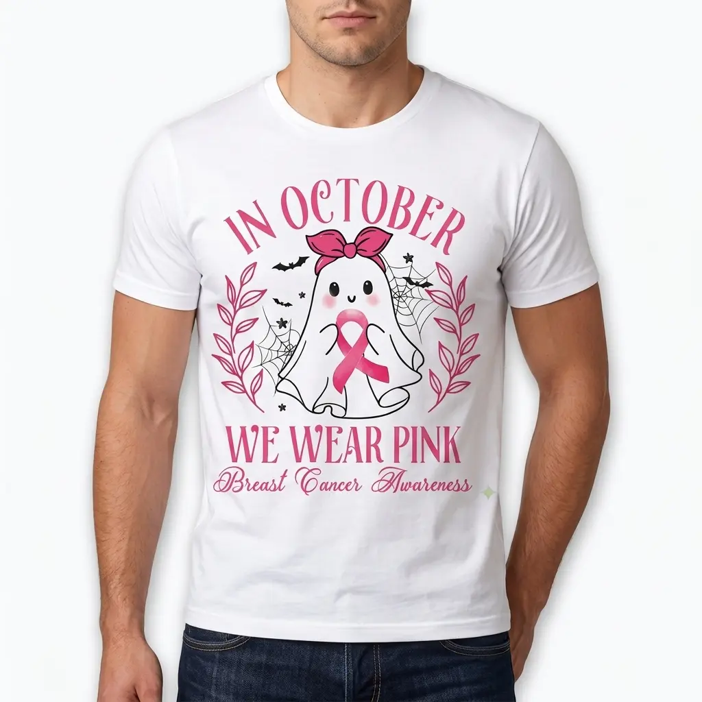 In October We Wear Pink Ghost T-Shirt 5 in october we wear pink ghost t shirt 4.jpg
