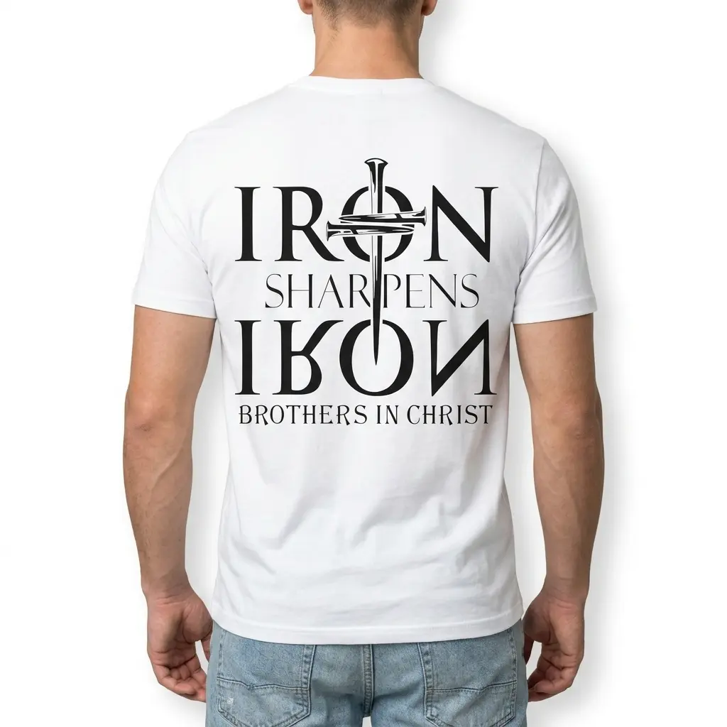 Distinct layout of the Christian brotherhood shirt, highlighting the back design.