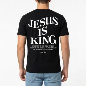 Jesus Is King Christian Verse T-Shirt 10 Detailed view of the t-shirt design emphasizing the inspirational quote.