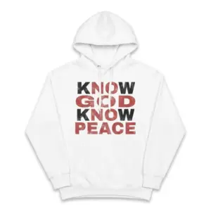 Know God Know Peace Christian T-Shirt 7 Christian shirt mockup with 'Know God Know Peace' slogan in bold text.