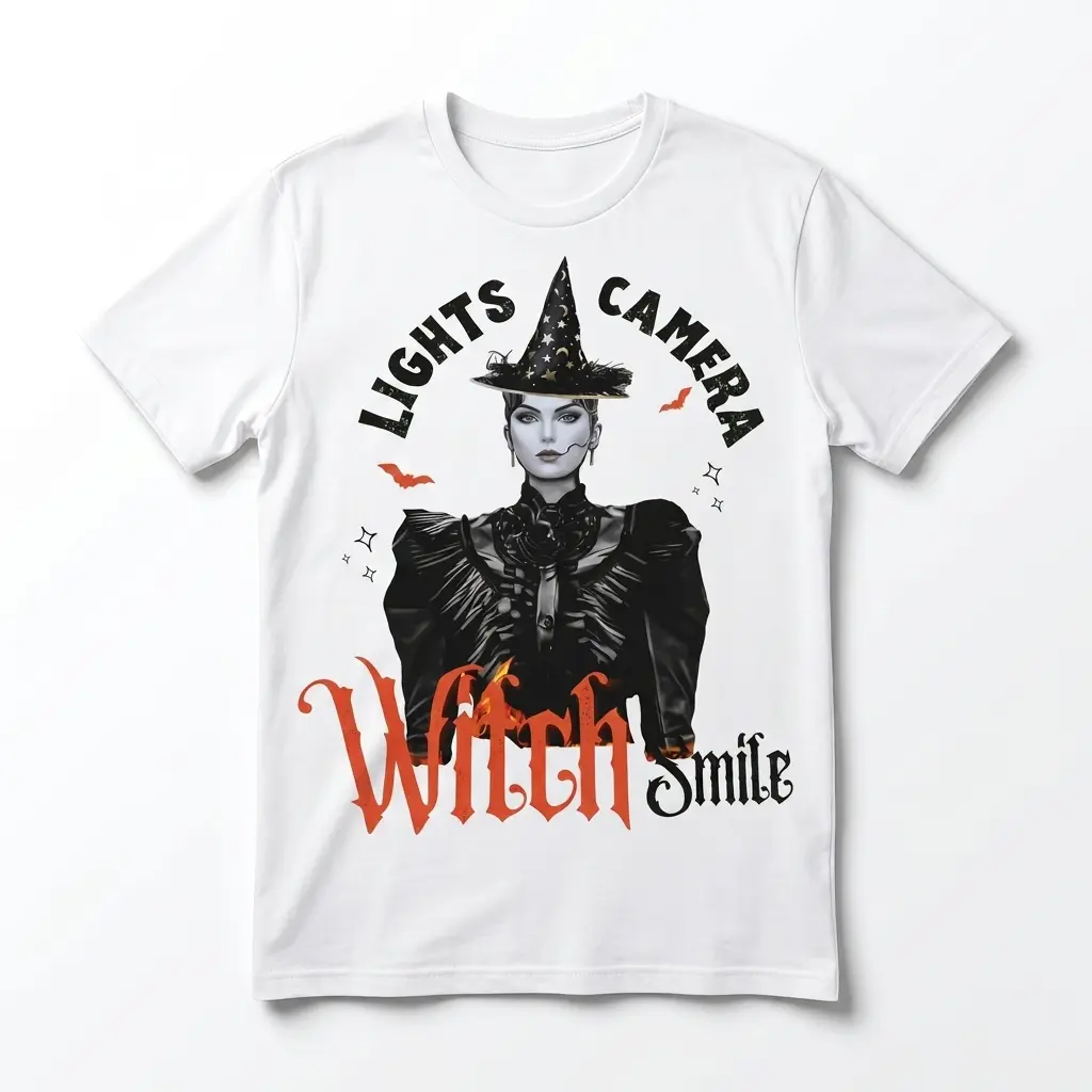 Lights Camera Witch Smile Halloween T-Shirt 1 lights camera witch smile halloween t shirt.jpg