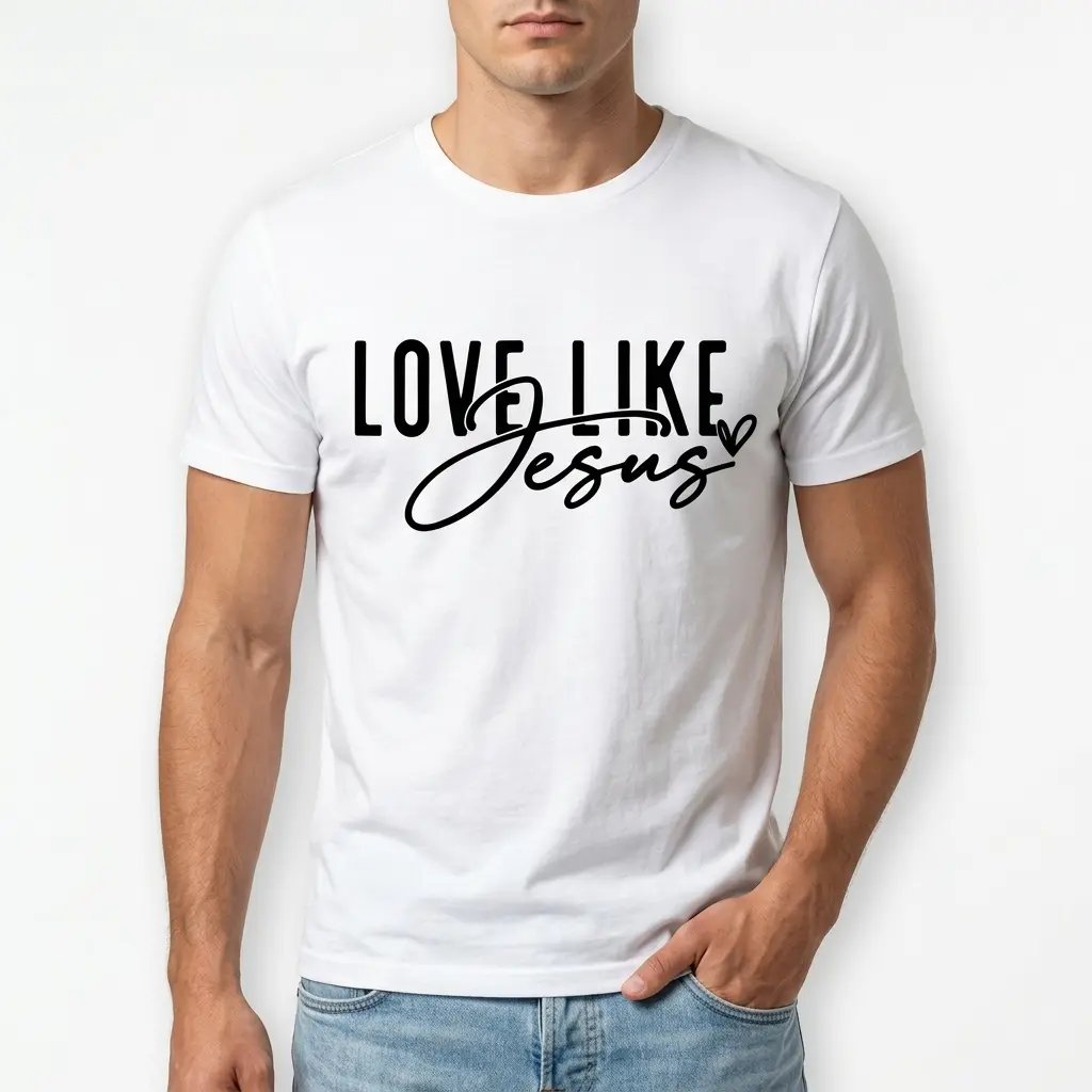 Flat lay of Christian themed graphic t-shirt.