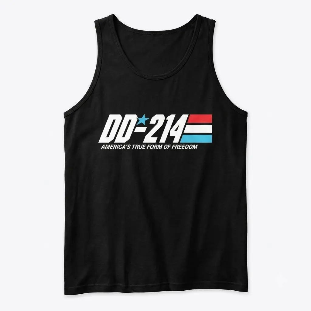 DD-214 Alumni Military Veteran T-Shirt - Tank Top Front Flat Lay