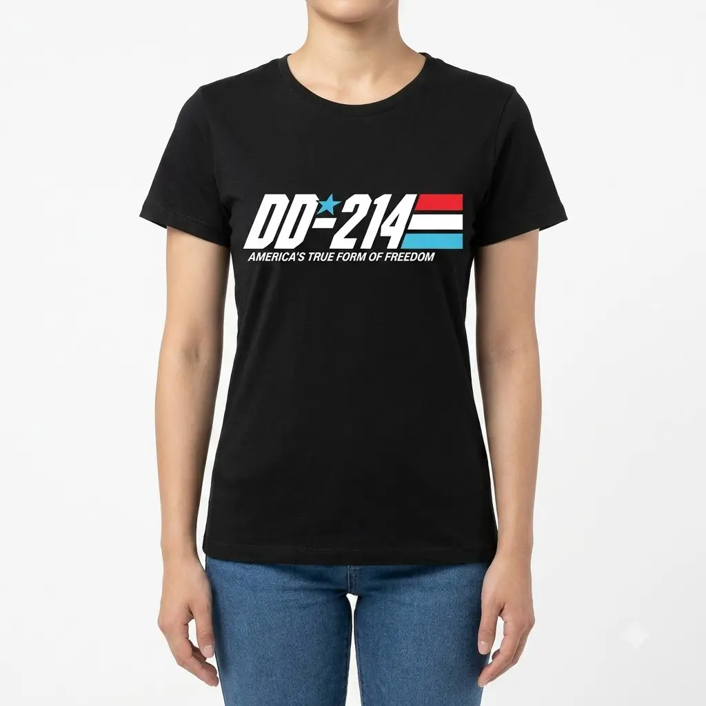 DD-214 Alumni Military Veteran T-Shirt - Women Model Front