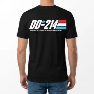 DD-214 Alumni Military Veteran T-Shirt 14 DD-214 Alumni Military Veteran T-Shirt - Men Model Back