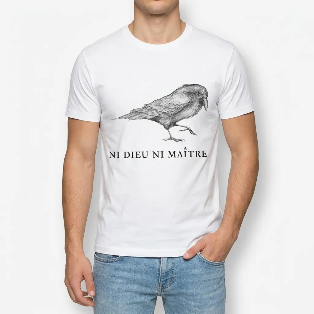 ni dieu ni maitre french anarchist crow t shirt 2.jpg
