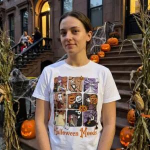 Nightmare Before Christmas Halloween Moods Graphic Tee 10 The Nightmare Before Christmas Halloween Moods graphic tee, featuring spooky characters in festive scenes, perfect for holiday wear.