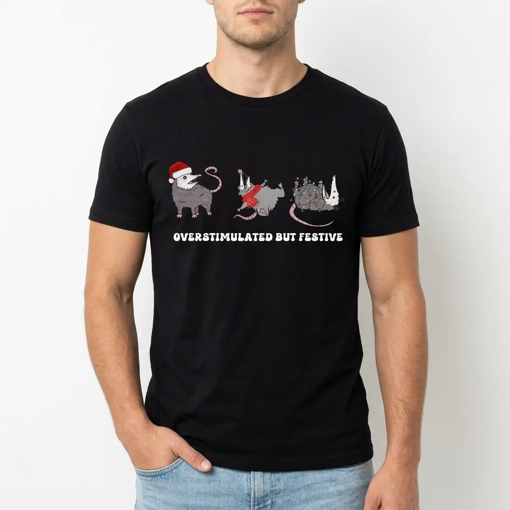 overstimulated but festive possum t shirt 2.jpg