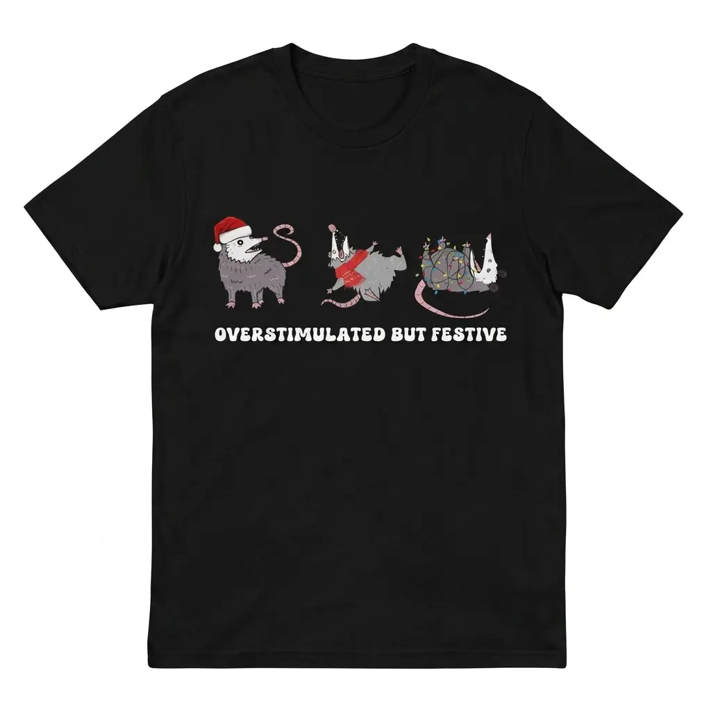 overstimulated but festive possum t shirt.jpg