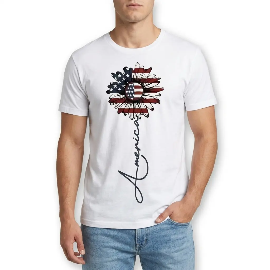 Patriotic American Flag Sunflower T-Shirt 3 patriotic american flag sunflower t shirt 2.jpg