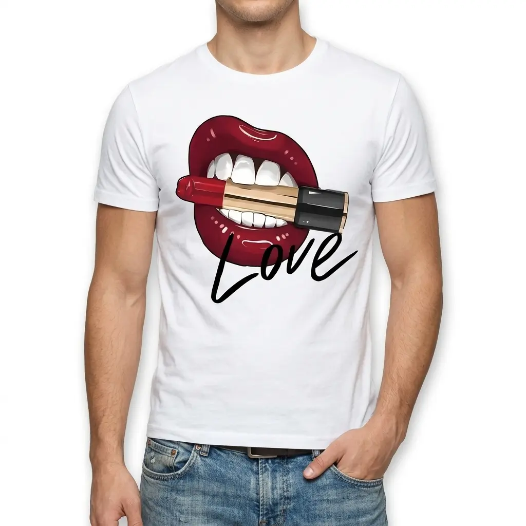 Red Lips and Lipstick Love Graphic T-Shirt 3 red lips and lipstick love graphic t shirt 2.jpg