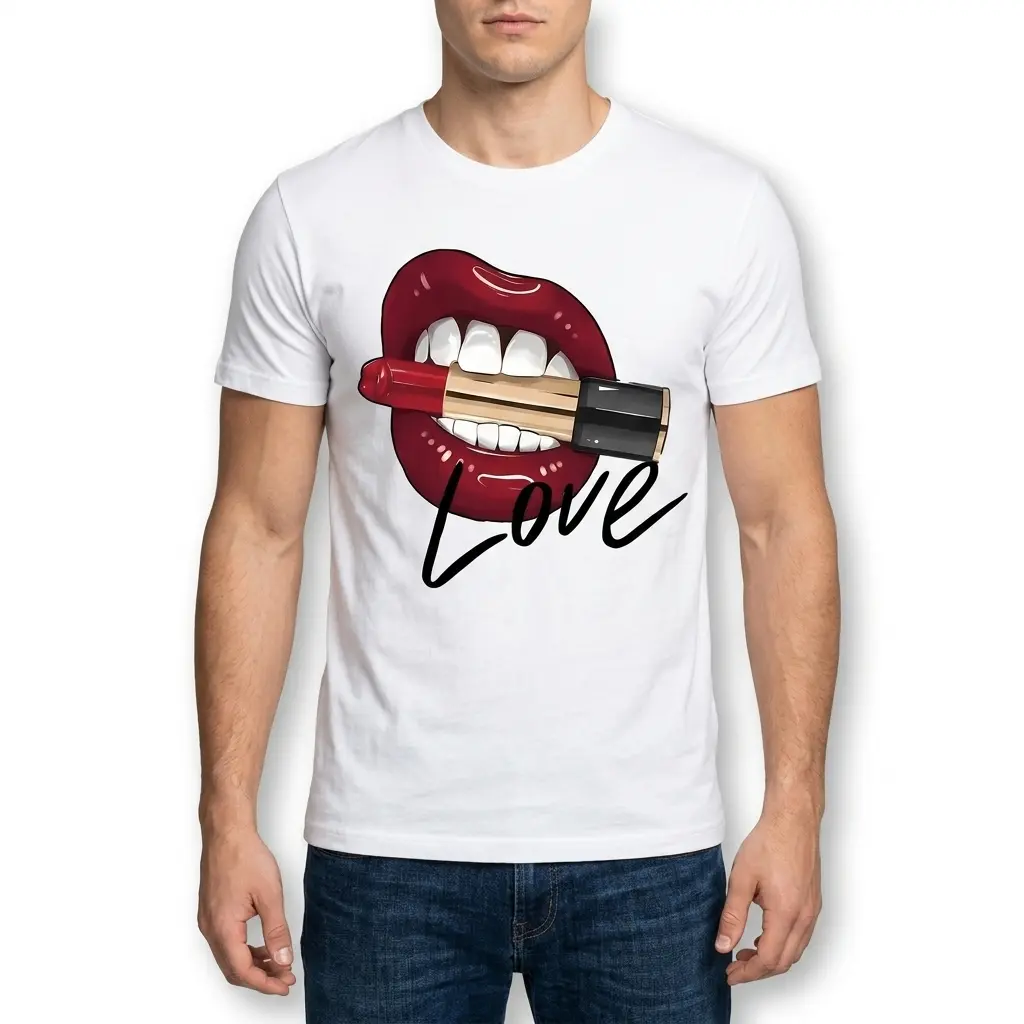 Red Lips and Lipstick Love Graphic T-Shirt 5 red lips and lipstick love graphic t shirt 4.jpg