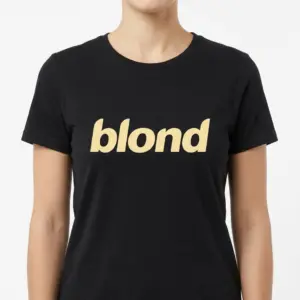 Retro Blond Album Minimalist Graphic Tee 9 Retro Blond Album t-shirt, presented flat to display the iconic 'blond' text.
