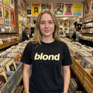 Retro Blond Album Minimalist Graphic Tee 11 Retro 'blond' album graphic tee, a stylish choice for music enthusiasts.