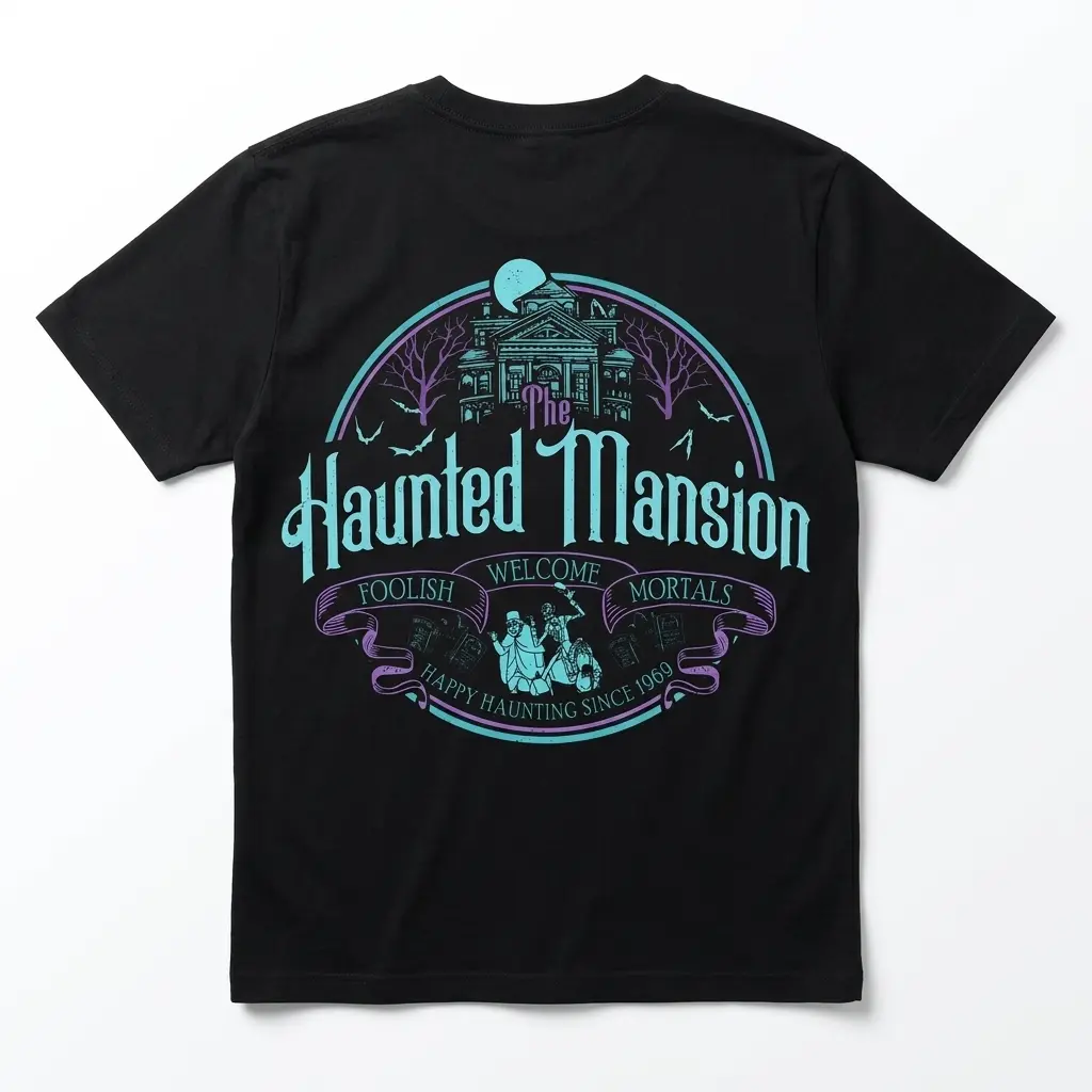 retro haunted mansion foolish mortals t shirt.jpg