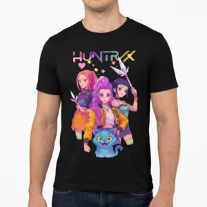 Retro Huntrxx Anime Girl Graphic T-Shirt 10 View of the retro anime girl graphic t-shirt with a playful and colorful design appealing to fans.