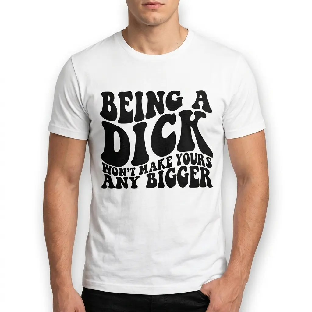 White humor T-shirt displaying a bold black sarcastic quote.