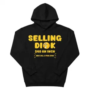 Selling Dick Explicit Adult Humor Graphic Tee 7 Front view of black tee featuring bold humor design.