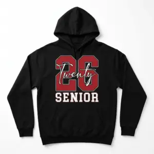 Senior Class of 2026 Varsity Graphic T-Shirt 7 Senior 2026 T-shirt featuring bold varsity lettering on a flat lay.