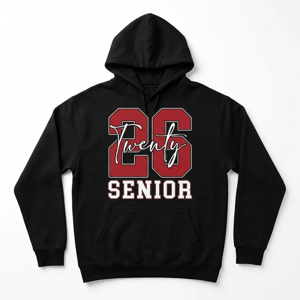 Senior Class of 2026 Varsity Graphic T-Shirt 2 Senior 2026 T-shirt featuring bold varsity lettering on a flat lay.