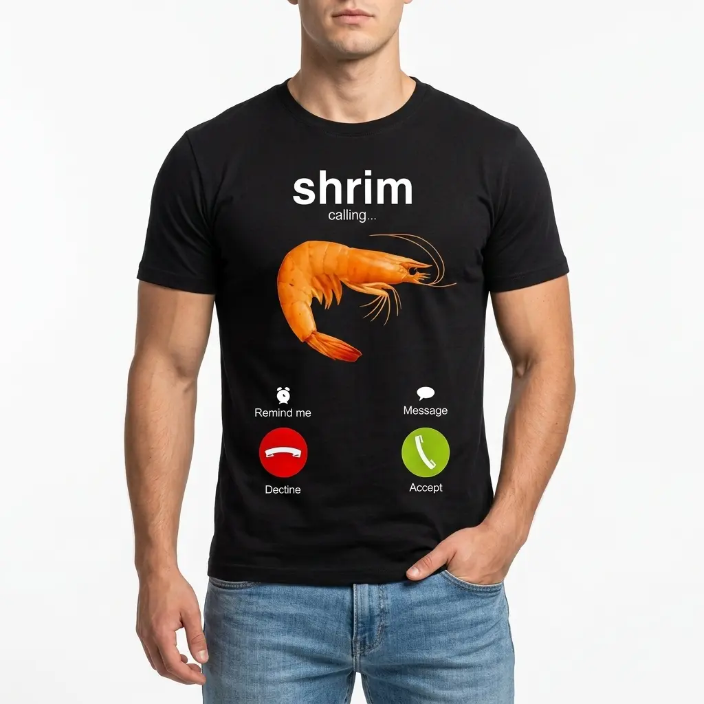 Shrimp Calling Funny Meme T-Shirt 3 shrimp calling funny meme t shirt 2.jpg