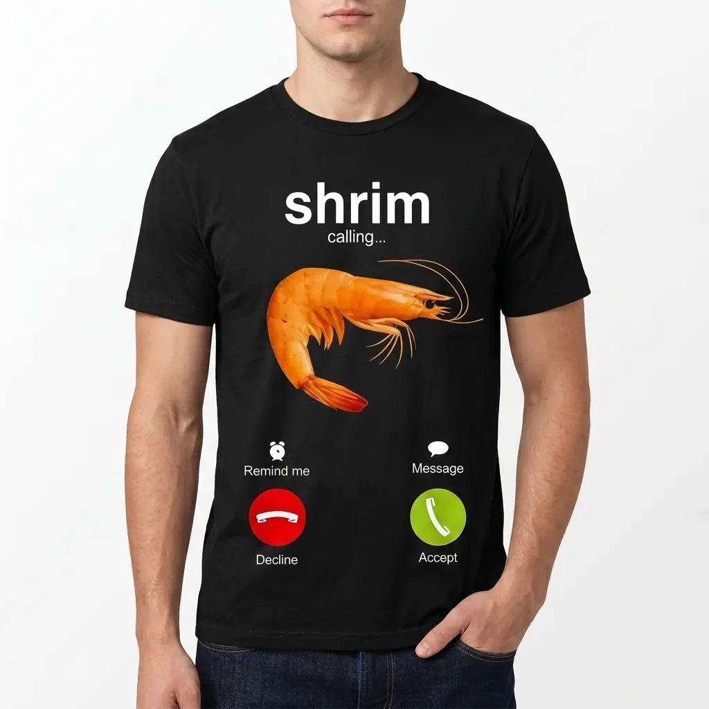 Shrimp Calling Funny Meme T-Shirt 5 shrimp calling funny meme t shirt 4.jpg