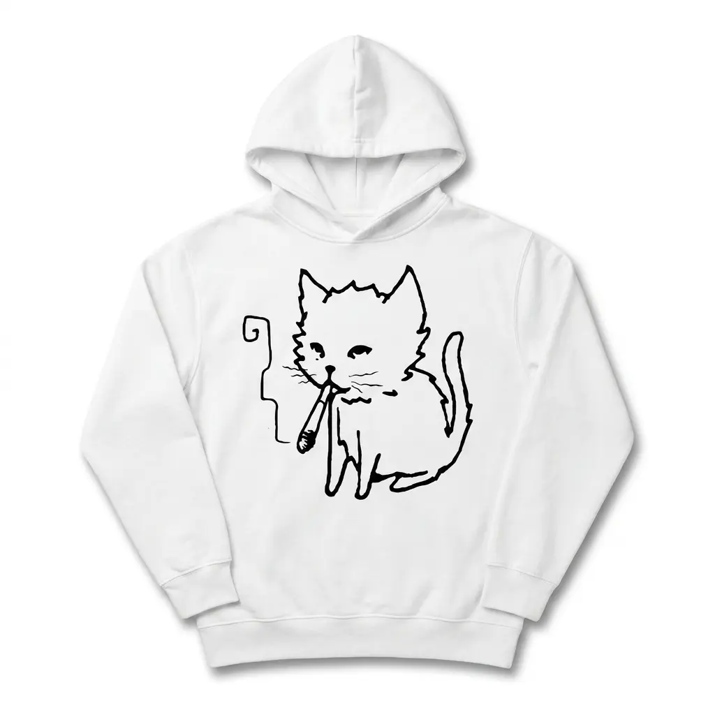 Smoking Cat Line Art T-Shirt 2 smoking cat line art t shirt 1.jpg