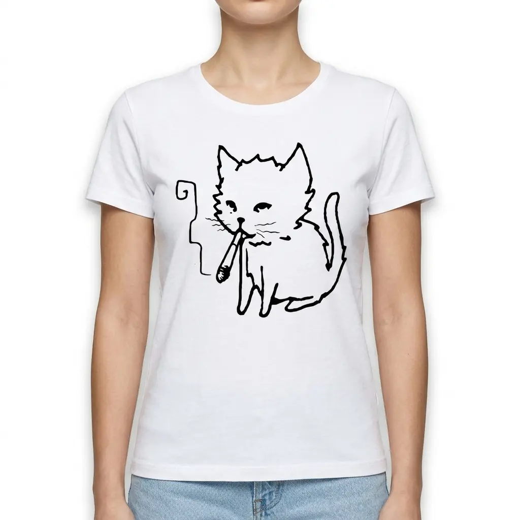 Smoking Cat Line Art T-Shirt 4 smoking cat line art t shirt 3.jpg