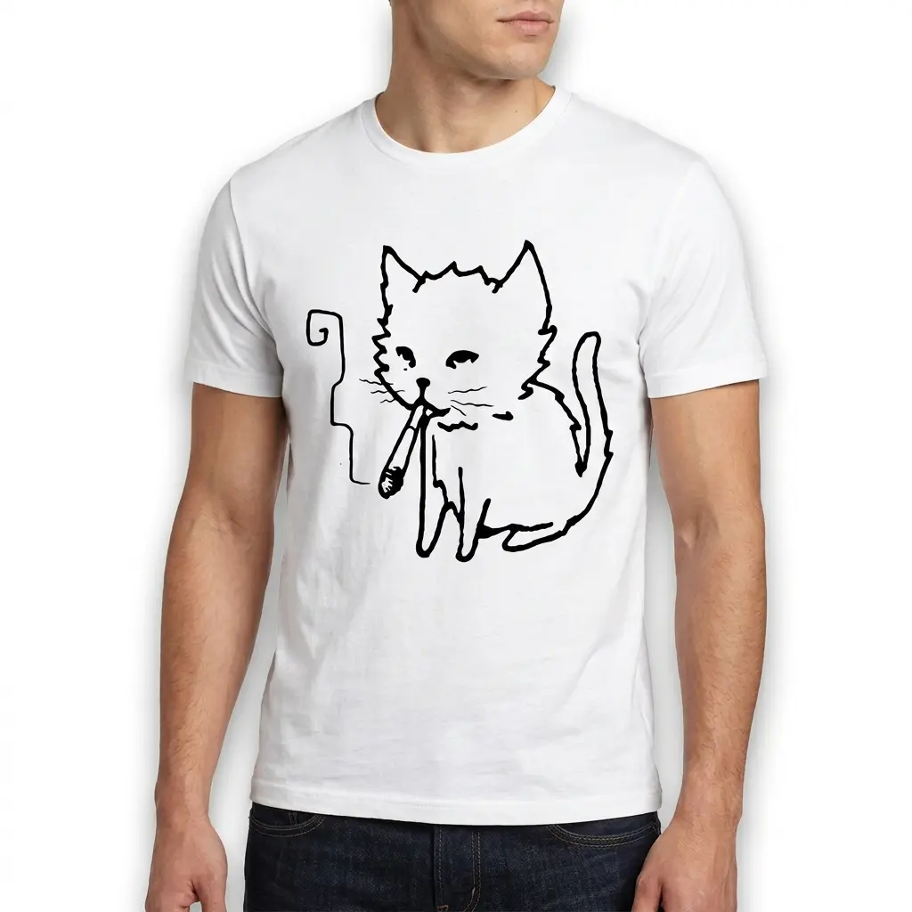 Smoking Cat Line Art T-Shirt 5 smoking cat line art t shirt 4.jpg