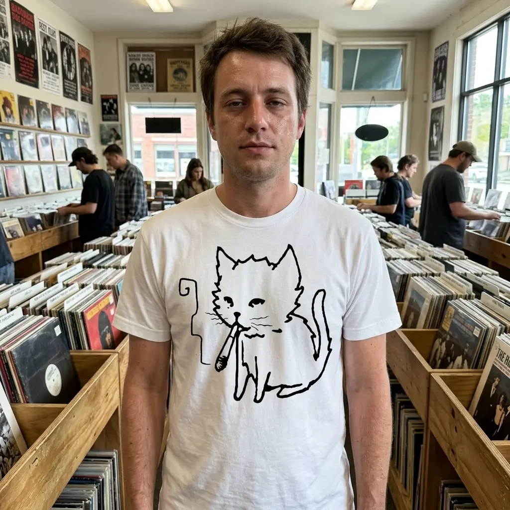 Smoking Cat Line Art T-Shirt 6 smoking cat line art t shirt 5.jpg