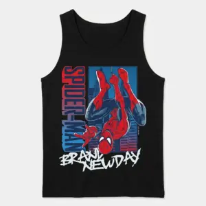Spider-Man Brand New Day T-Shirt 8 Flat lay of a tank top featuring a classic Spider-Man design.