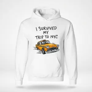 Survived NYC Trip T-Shirt with Taxi Design 7 Front view of a hoodie featuring the 'Survived NYC Trip' taxi design.