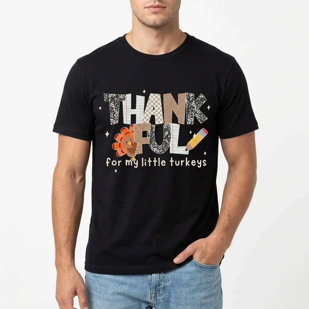 Thankful For My Little Turkeys Teacher T-Shirt 3 thankful for my little turkeys teacher t shirt 2.jpg