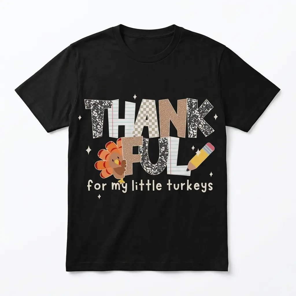 Thankful For My Little Turkeys Teacher T-Shirt 1 thankful for my little turkeys teacher t shirt.jpg