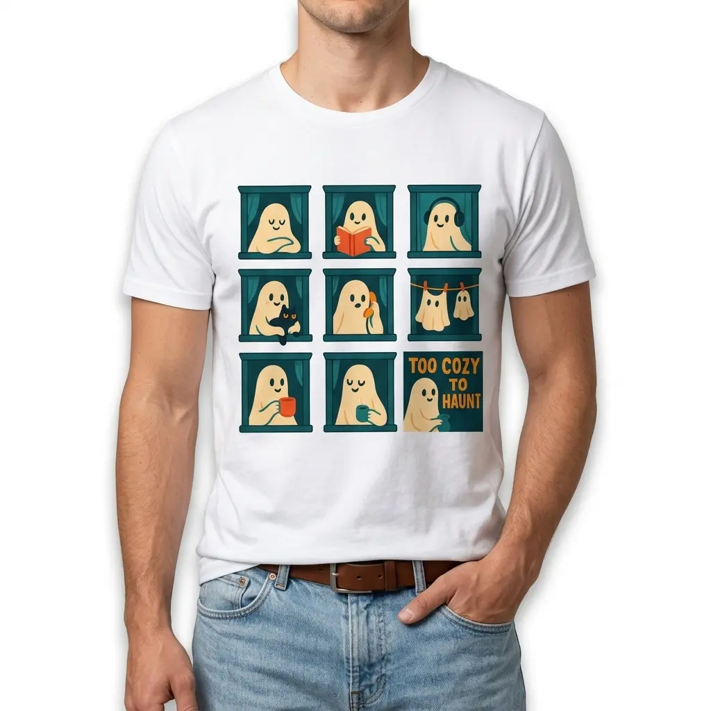 Too Cozy To Haunt Cute Ghost Graphic Tee 3 too cozy to haunt cute ghost graphic tee 2.jpg