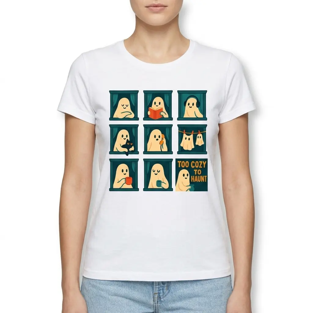 Too Cozy To Haunt Cute Ghost Graphic Tee 4 too cozy to haunt cute ghost graphic tee 3.jpg