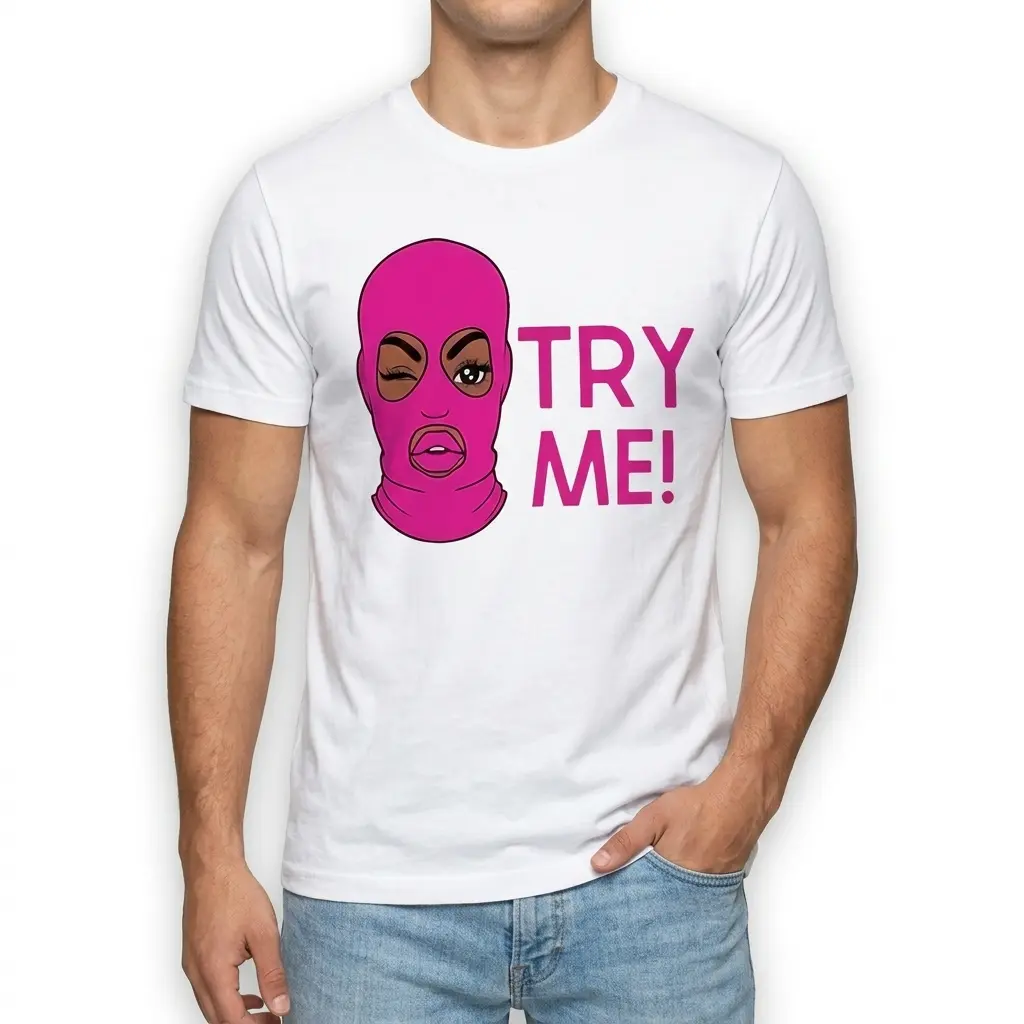 Try Me Pink Ski Mask T-Shirt 3 try me pink ski mask t shirt 2.jpg