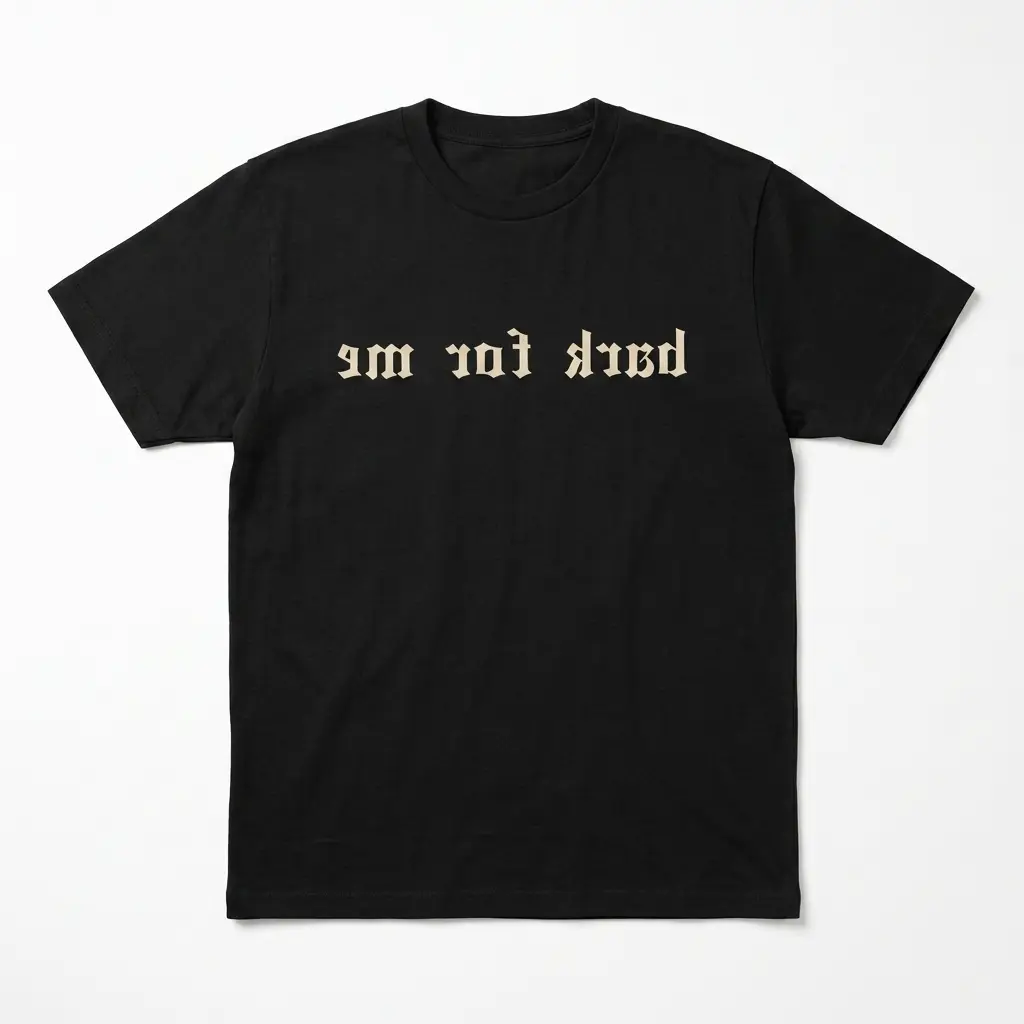 Upside Down 'I Am Not Dark' Alt Aesthetic T-Shirt 1 Black 'I Am Not Dark' T-shirt with upside-down cream Gothic text centered on the chest, displayed flat.