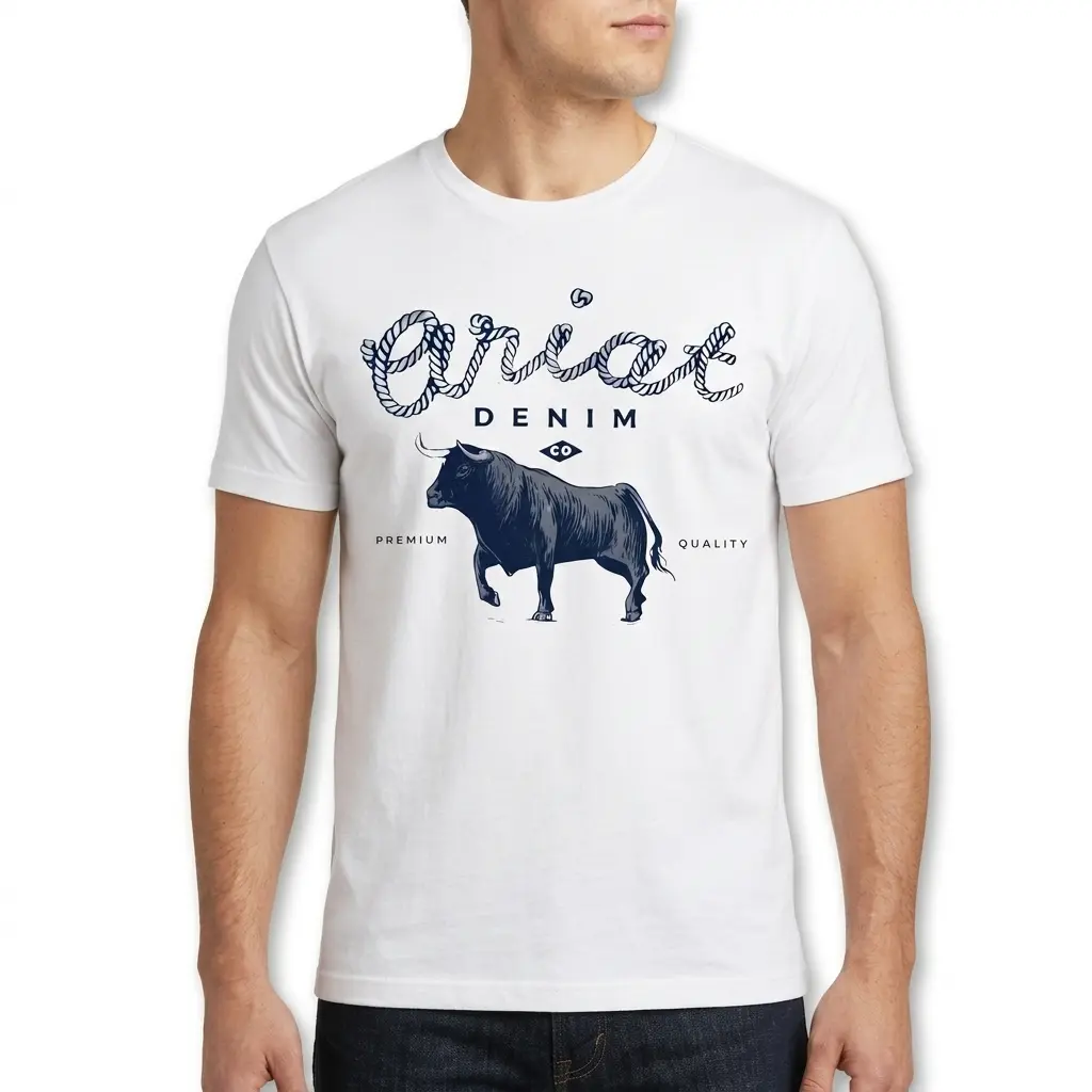 Angled view of the vintage bull graphic t-shirt.