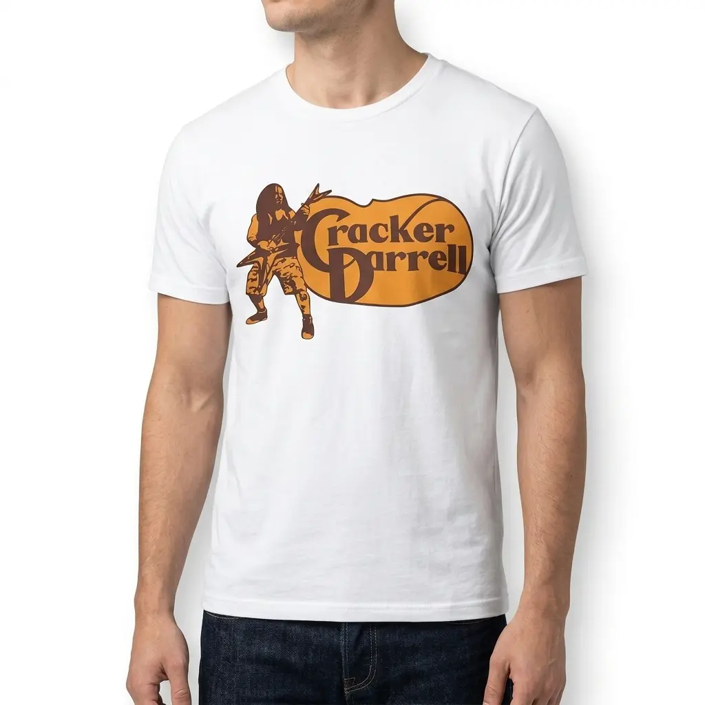 Full view of T-shirt with rocker graphic print.