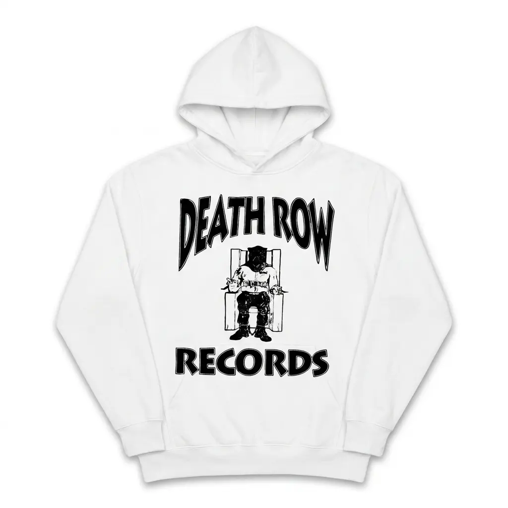 Vintage Death Row Records Hip Hop T-Shirt 2 Close-up view of the Death Row Records shirt's graphic design and print details.