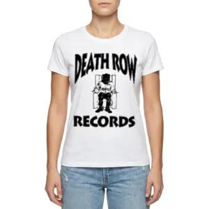 Vintage Death Row Records Hip Hop T-Shirt 9 Side view of the Death Row Records shirt highlighting its classic fit and design.