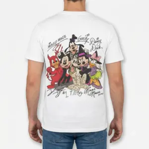 Vintage Disney Halloween Graphic T-Shirt 9 Side view of Disney Halloween-themed T-shirt.