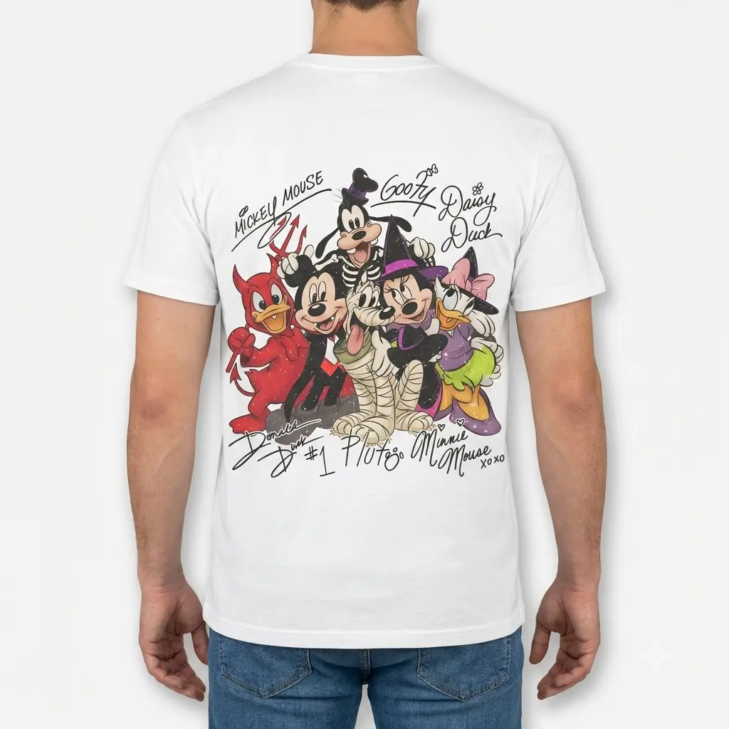 Side view of Disney Halloween-themed T-shirt.