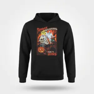 Vintage Ghost Hunting for Kids Halloween T-Shirt 7 Hoodie featuring a retro ghost hunting for kids illustration.