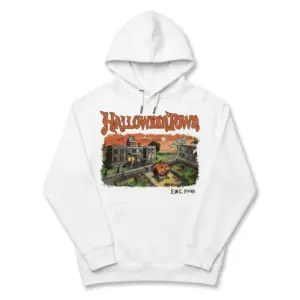 Vintage Halloween Town Spooky Season T-Shirt 7 Front view of a Halloween-themed shirt with a vintage town design.
