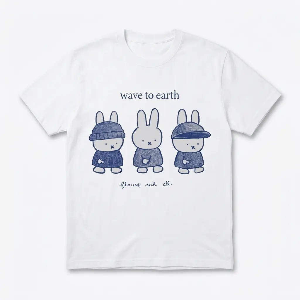 wave to earth flaws and all bunny t shirt.jpg